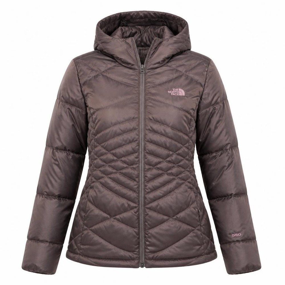North Face Aconcagua Jacket Womens M 550 Fill Down Parka Brown Hooded Quilted